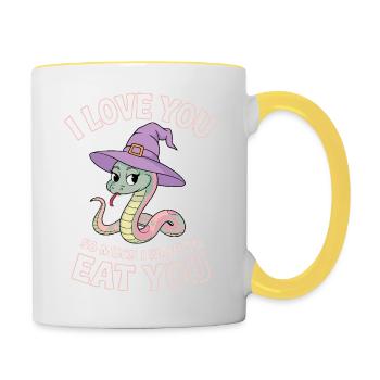 Serpent Sorcier Amoureux - Mug contrasté - blanc/jaune - Droite