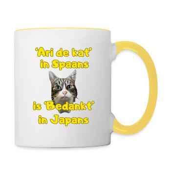 Ari the Cat - Contrasting Mug - white/yellow - Right
