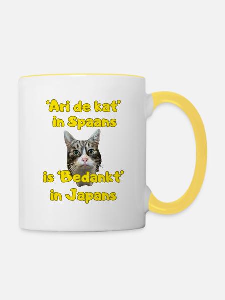Ari le chat - Mug contrasté - blanc/jaune