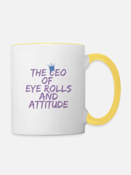 Geschäftsführer von Eye Roll - Tasse zweifarbig - Weiß/Gelb