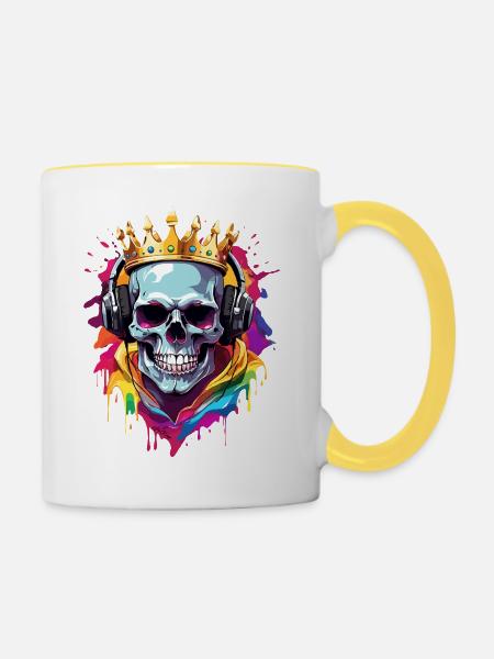 Kopfhörer - Tasse zweifarbig - Weiß/Gelb