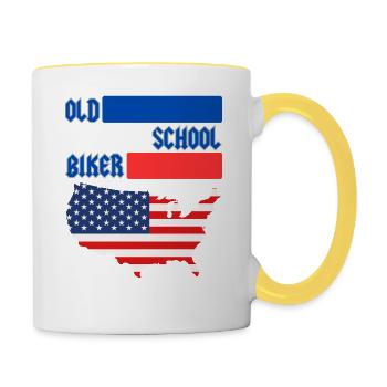 MOTARD DE LA VIEILLE ÉCOLE US - Mug contrasté - blanc/jaune - Droite