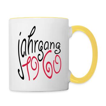 Jahrgang 1960 geboren - Tasse zweifarbig - Weiß/Gelb - Rechts