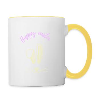 Happy Easter Easter Bunny Saying Gift Idea - Contrasting Mug - white/yellow - Right