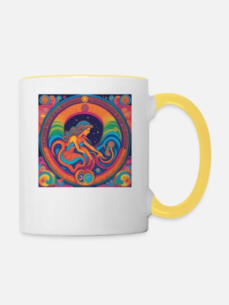Jungfrau Stern Astrologie - Tasse zweifarbig - Weiß/Gelb
