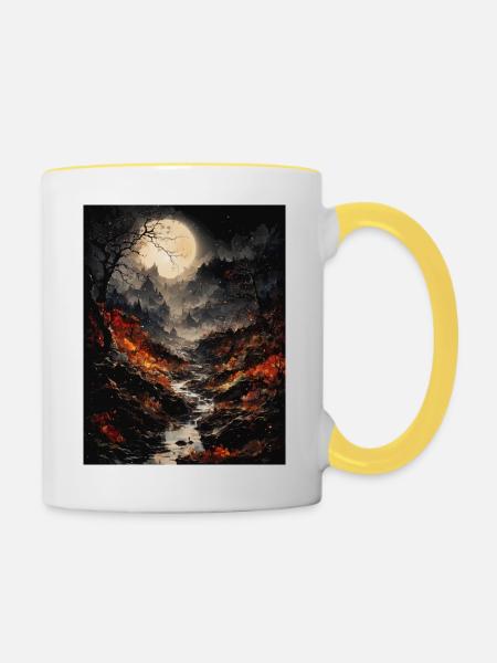 Magische Mondlandschaft - Tasse zweifarbig - Weiß/Gelb
