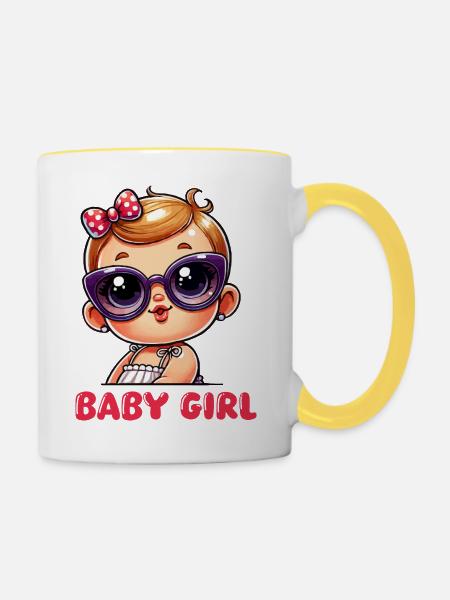 baby girl - Tasse zweifarbig - Weiß/Gelb