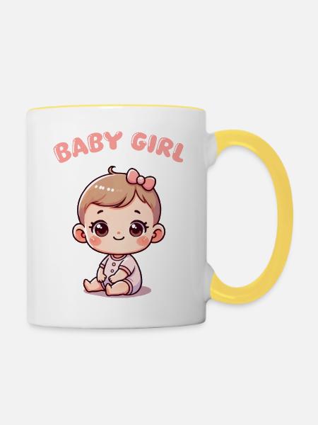 baby girl - Tasse zweifarbig - Weiß/Gelb