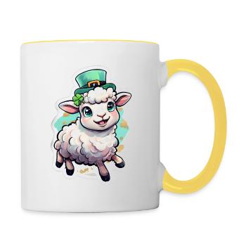 St. Patrick's Day Schaf Geschenk - Tasse zweifarbig - Weiß/Gelb - Rechts