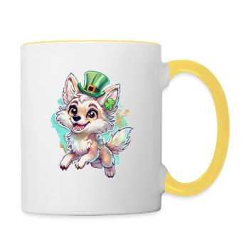 St. Patrick's Day Fox - Contrasting Mug - white/yellow - Right