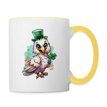 St. Patrick's Day Vogel Geschenk - Tasse zweifarbig - Weiß/Gelb - Rechts