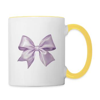 Schleife Glamour Seide Geschenk - Tasse zweifarbig - Weiß/Gelb - Rechts