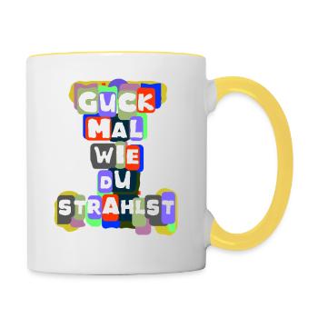 Für die Liebe und an die Liebe - Tasse zweifarbig - Weiß/Gelb - Rechts
