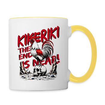 KIKERIKI – Das Ende ist nah! - Tasse zweifarbig - Weiß/Gelb - Rechts