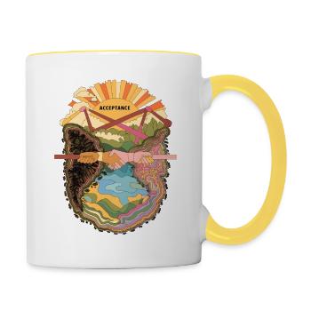Acceptation et unité - Embrasser la diversité - Mug contrasté - blanc/jaune - Droite