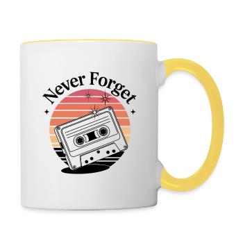 Retro Cassette Design – Never Forget Mixtape 🎶 - Contrasting Mug - white/yellow - Right