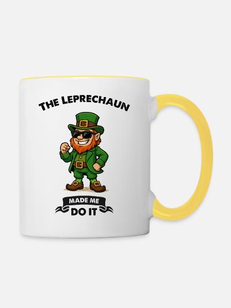leprechaun sonnenbrille comic - Tasse zweifarbig - Weiß/Gelb