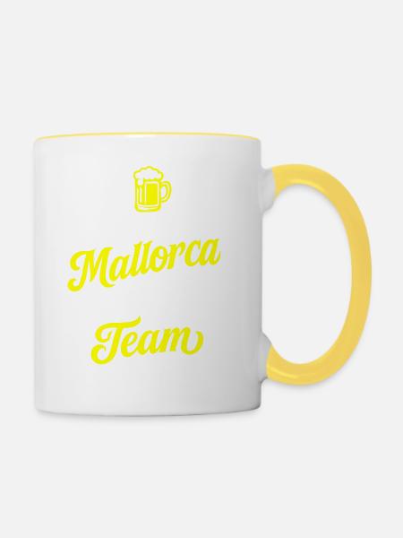 Mallorca Drinking Team - Tasse zweifarbig - Weiß/Gelb