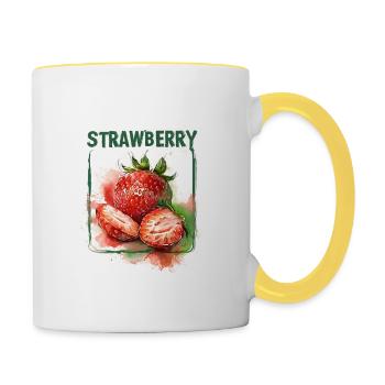 Fruit fraise Cadeau délicieux - Mug contrasté - blanc/jaune - Droite
