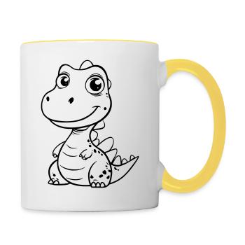 Friendly dino comme illustration vectorielle - Mug contrasté - blanc/jaune - Droite