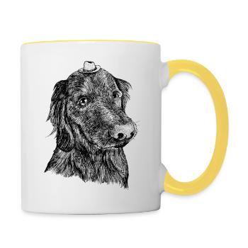 Gentleman Cowboy Dog - Contrasting Mug - white/yellow - Right