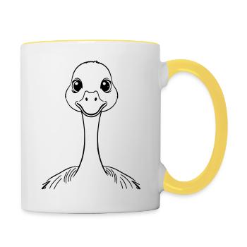 Neugierige Gans als Vektorgrafik - Tasse zweifarbig - Weiß/Gelb - Rechts