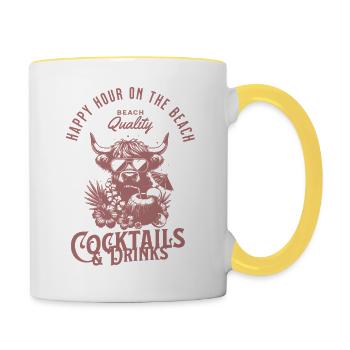 Happy Hour on the Beach – Tropical Vibes & Cocktai - Tasse zweifarbig - Weiß/Gelb - Rechts