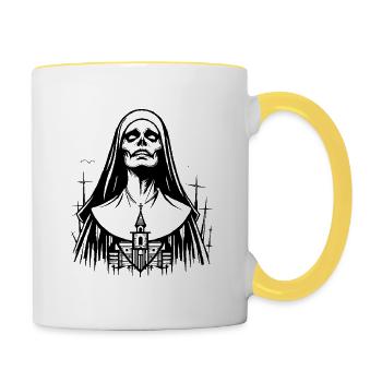 Die letzte Messe - Tasse zweifarbig - Weiß/Gelb - Rechts