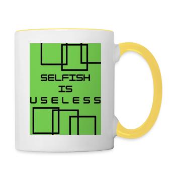 selfish is useless - Mug contrasté - blanc/jaune - Droite