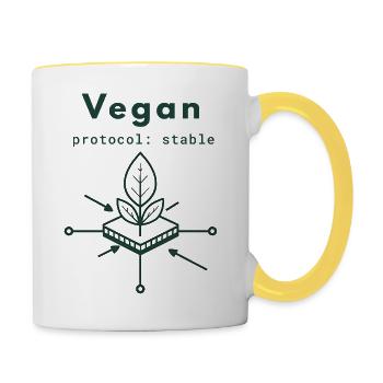 Protocole végétalien – Logique stable à base de plantes - Mug contrasté - blanc/jaune - Droite