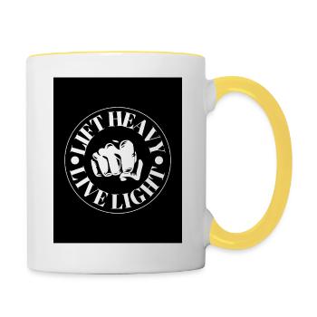 Slogan de motivation avec motif de poing - Mug contrasté - blanc/jaune - Droite