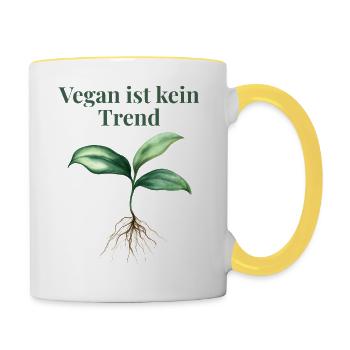 Le véganisme n’est pas une tendance – chemise tendance pour plante - Mug contrasté - blanc/jaune - Droite
