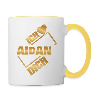 Couple Aidan - Mug contrasté - blanc/jaune - Droite