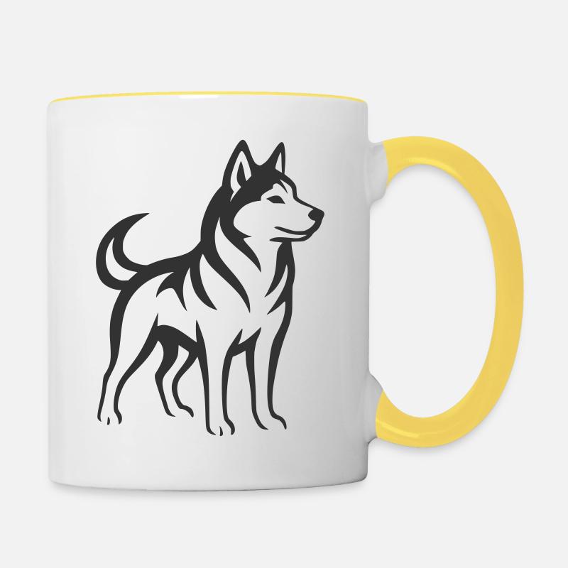 Husky - Contrasting Mug - white/yellow