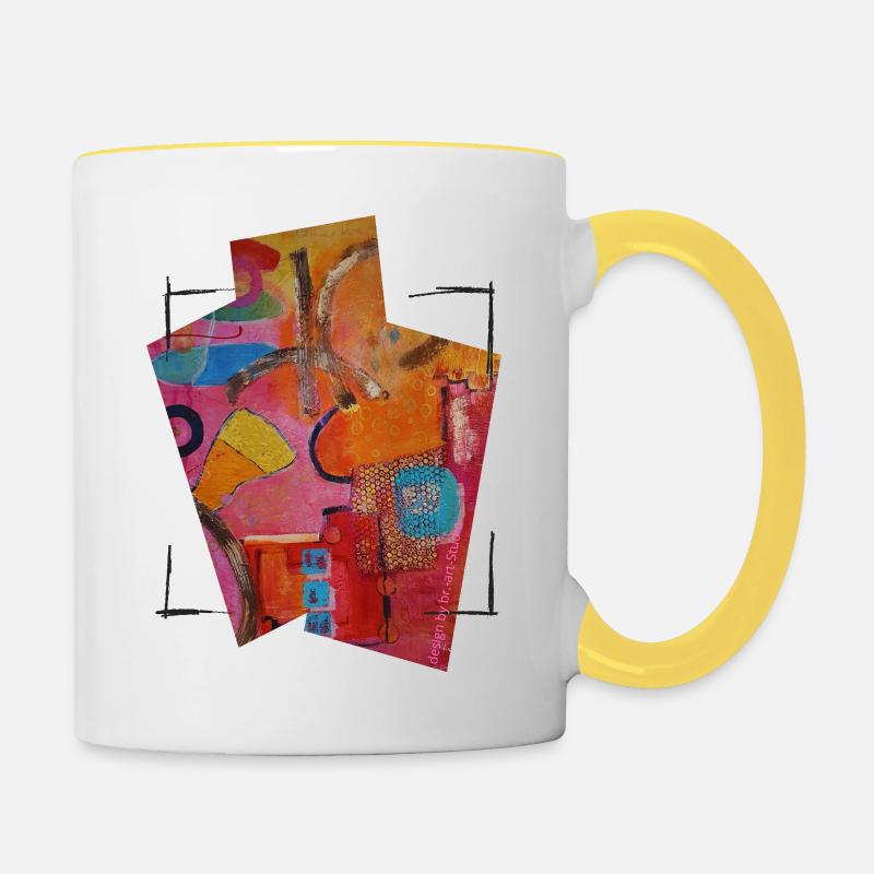 Art abstrait coloré pour la mode créative - Mug contrasté - blanc/jaune