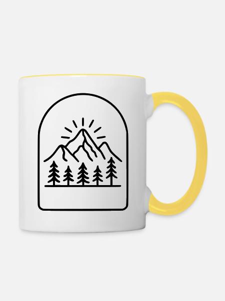 Berg - Tasse zweifarbig - Weiß/Gelb