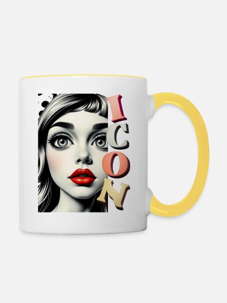 Ikone - Tasse zweifarbig - Weiß/Gelb