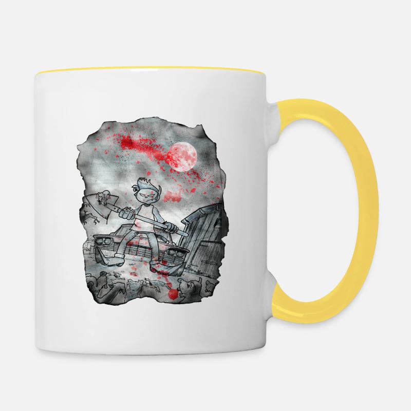 Cat Zombie Killer - Contrasting Mug - white/yellow