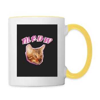 Funny Cat Print - Contrasting Mug - white/yellow - Right