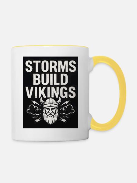 Stürme bauen Wikinger mutiges Design - Tasse zweifarbig - Weiß/Gelb
