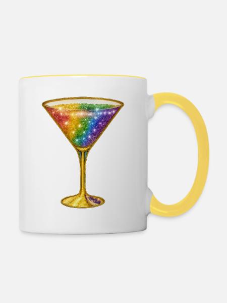 Galaktischer Cocktail in Regenbogenfarben - Tasse zweifarbig - Weiß/Gelb
