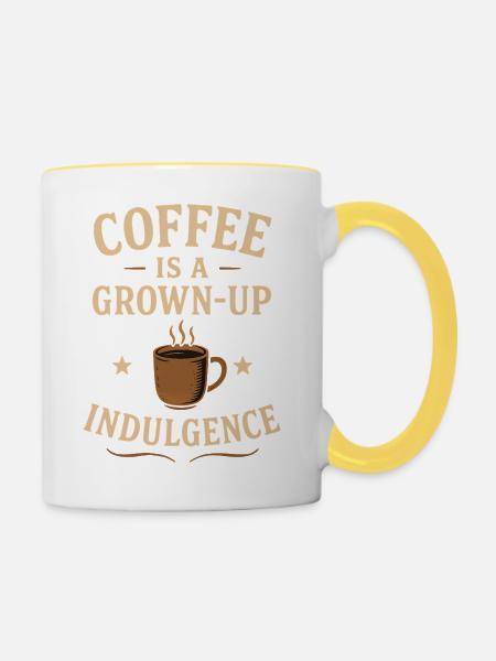 Kaffeegenuss für Erwachsene - Tasse zweifarbig - Weiß/Gelb