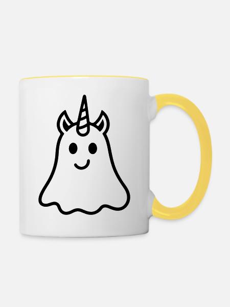 Unicorn Ghost - Tasse zweifarbig - Weiß/Gelb