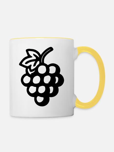 Weintrauben Trauben Symbol - Tasse zweifarbig - Weiß/Gelb