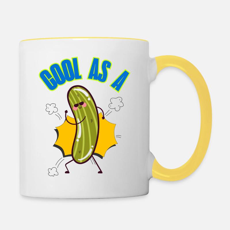 Cool_as_a_Cucumber phrases d’argot idiome - Mug contrasté - blanc/jaune