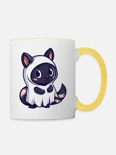 Stinktier Halloween Geist - Tasse zweifarbig - Weiß/Gelb