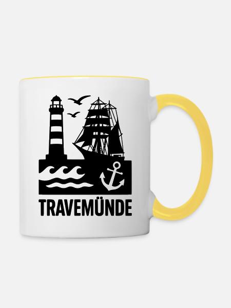 Travemünde Ostsee - Tasse zweifarbig - Weiß/Gelb
