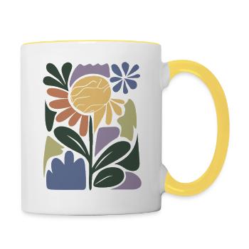 Colourful flower composition - Contrasting Mug - white/yellow - Right