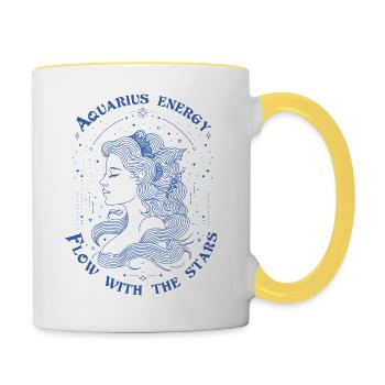 Aquarius Zodiac Sign – Flow With the Stars - Contrasting Mug - white/yellow - Right