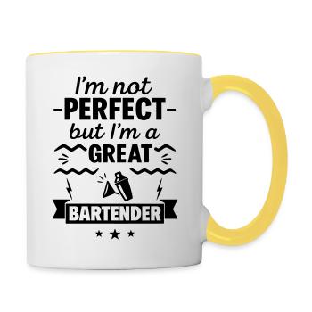 Pas parfait mais un super barman - Mug contrasté - blanc/jaune - Droite